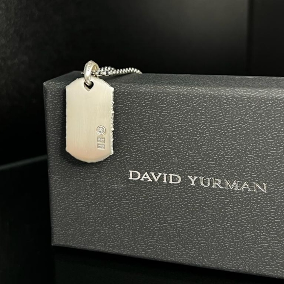 David Yurman Diamond Dog Tag Pendant and chain - Picture 7 of 8